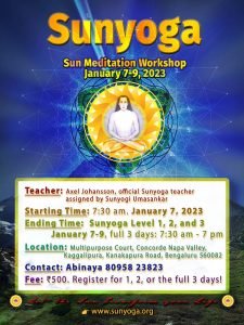 BENGALORE INDIA JANUARY SUNYOGA WORKSHOP