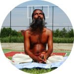 Swamiji meditate at basket court